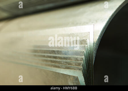 close up of roll metal sheet in warehouse Stock Photo