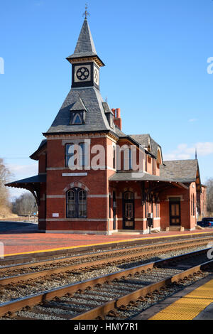 This Victorian train station is located in Point of Rocks, Maryland. It is a commuter station in use on the Brunswick MARC Rail Line. Stock Photo