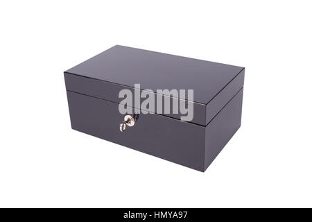 The black box is a locked on a white background Stock Photo