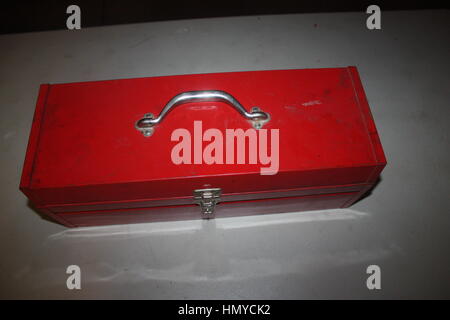 THE RED METAL TOOL BOX Stock Photo