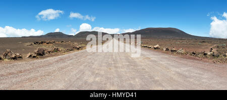 la plaine des sables  : on the road leading to the'piton de la fournaise' volcano on réunion island, indian ocean. Stock Photo