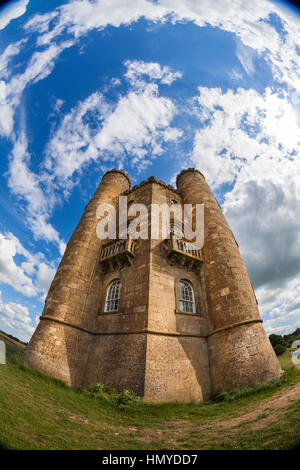 Broadway Tower on top of the Cotswold Hills, Broadway Stock Photo