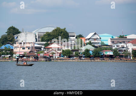 the city centre at the Lake Phayaol in the city of Phayao in North Thailand. Stock Photo