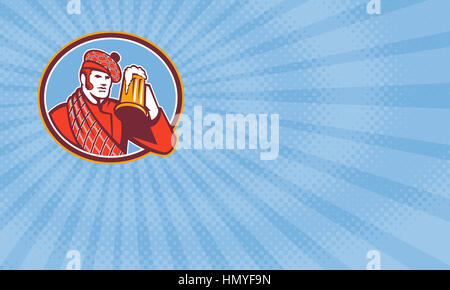 Business card Scotsman Beer Drinker Mug Shield Retro Stock Photo - Alamy