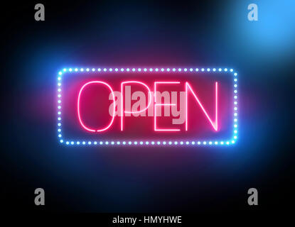 open sign neon in night Stock Photo