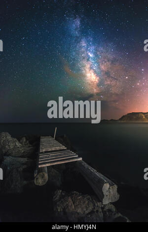 Milky way galaxy at Camel Beach, Kefalos, Kos island. Stock Photo