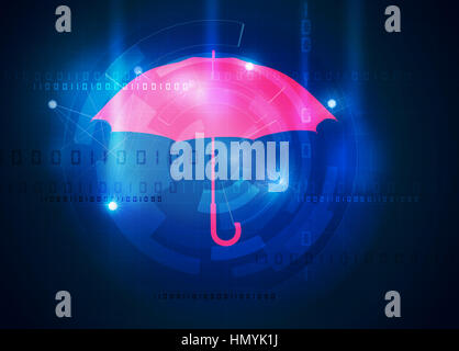 computer antivirus umbrella Stock Photo