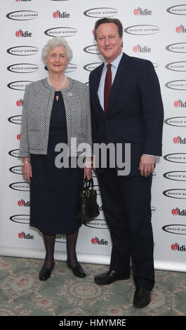 David Cameron and his mother Mary Fleur Cameron attending The Oldie of the Year Awards at Simpsons in the Strand, central London. Stock Photo