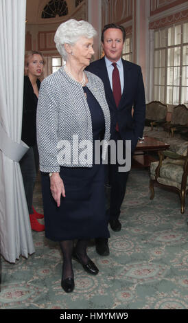 David Cameron and his mother Mary Fleur Cameron attending The Oldie of the Year Awards at Simpsons in the Strand, central London. Stock Photo