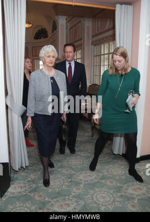 David Cameron and his mother Mary Fleur Cameron attending The Oldie of the Year Awards at Simpsons in the Strand, central London. Stock Photo