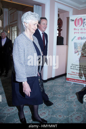 David Cameron and his mother Mary Fleur Cameron attending The Oldie of the Year Awards at Simpsons in the Strand, central London. Stock Photo