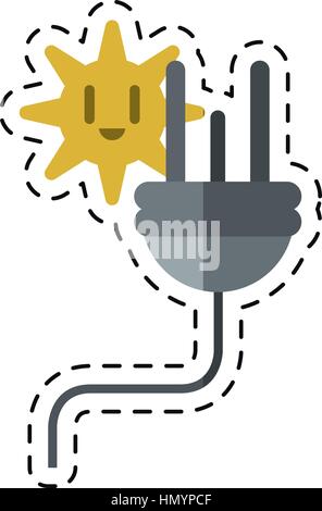 electric cable plug energy icon -cut line Stock Vector