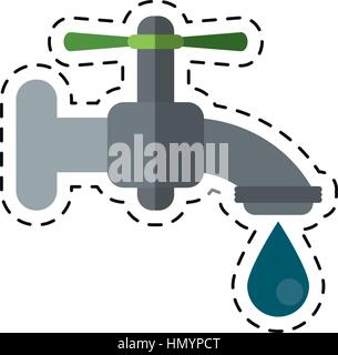 dripping faucet water recycle ecologic -cut line Stock Vector