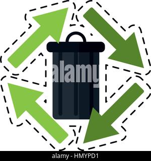 trash can garbage arrow environment recycle -cut line Stock Vector