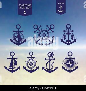 Maritime icons set Stock Vector