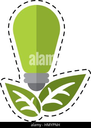 green bulb environment ecological energy leaf - dot line Stock Vector