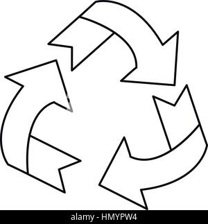environment arrow aroung recycle ecology symbol thin line Stock Vector