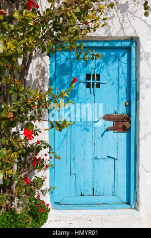 Architecture in the Chora village of Astypalea island in Greece. Stock Photo