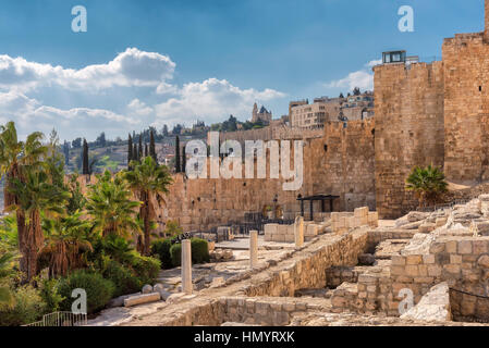 A view of ancient Jerusalem Old City from Temple Mount, Jerusalem, Israel. Stock Photo