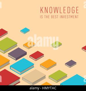 Banner with books frame. Isometric flat. Stock Vector