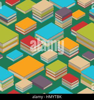 Seamless pattern of books. Isometric flat style. Stock Vector