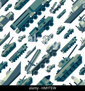 Seamless pattern of military machines. Stock Vector