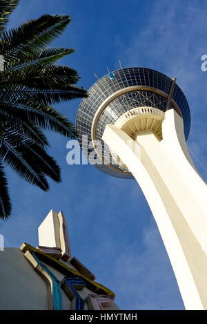 An artistic view of the Stratosphere Tower in Las Vegas, Nevada Stock Photo