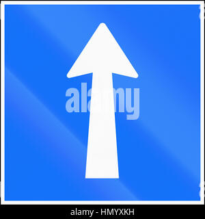 Road sign used in Switzerland - One-way street ahead. Stock Photo