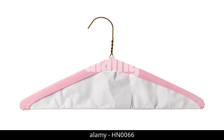 Cut Out Dry Cleaning Hanger with Copy Space on White. Stock Photo