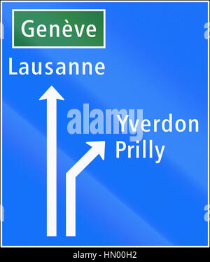 Road sign used in Switzerland - Approaches to junctions on major road. Stock Photo