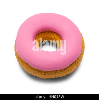 Pink Rubber Eraser Donut Isolated on White Background. Stock Photo