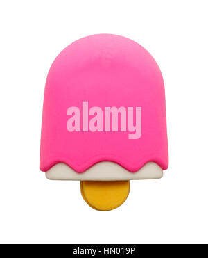 Pink Toy Eraser Popsicle Isolated on White Background. Stock Photo