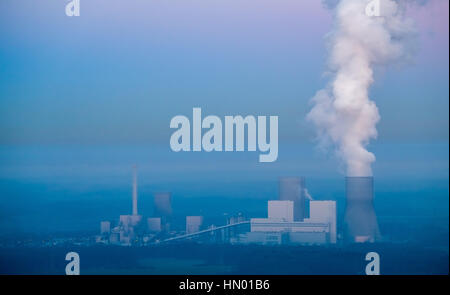 Coal power station Westphalia, RWE Power, dusk, Ruhr district, North Rhine-Westphalia, Germany Stock Photo