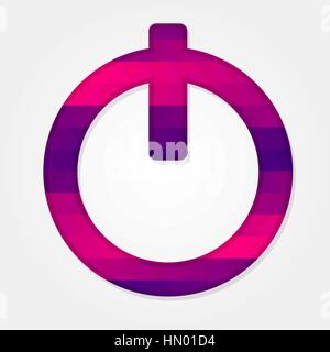 Button on, off shape with a colored triangles forming a gradient, purple to pink. Stock Vector