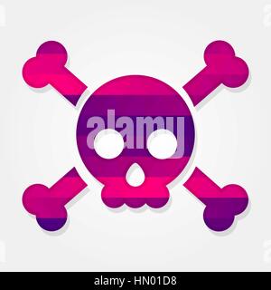 Skull shape with a colored triangles forming a gradient, purple to pink. Stock Vector