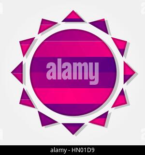 Sun symbol with a colored triangles forming a gradient, purple to pink. Stock Vector