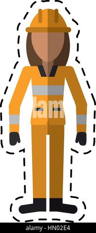 avatar woman construction worker helmet cutting Stock Vector