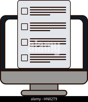 silver computer with documents icon image design, vector illustration Stock Vector