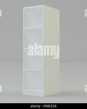 Blank Empty Showcase Display With Retail Shelves. Stock Photo