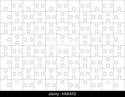 Jigsaw puzzle blank template of 88 pieces. Vector and high res JPG. Stock Vector