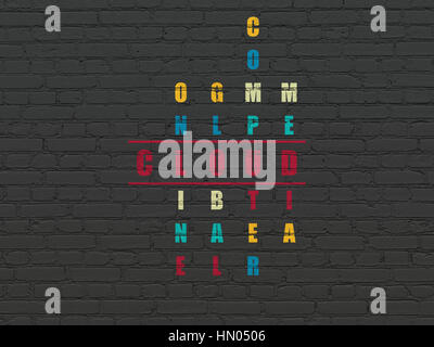 Cloud networking concept: Painted red word Cloud in solving Crossword Puzzle Stock Photo