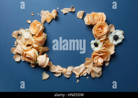 Vintage background with frame and flowers for congratulations and invitations with space for text on a dark background Stock Photo