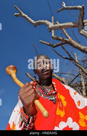 Masai Mara tribe around the Masai Mara National Park. Kenya. East Africa. Stock Photo