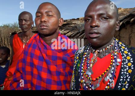 Masai Mara tribe around the Masai Mara National Park. Kenya. East Africa. Stock Photo