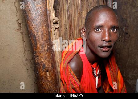 Masai Mara tribe around the Masai Mara National Park. Kenya. East Africa. Stock Photo