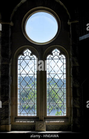 Beautiful view of Scotland through an ornate window Stock Photo