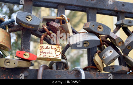 locks on fence Stock Photo