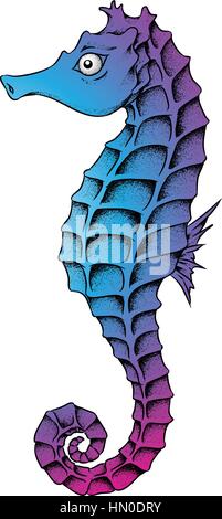Vector Illustration of a Seahorse isolated on a white background Stock Vector