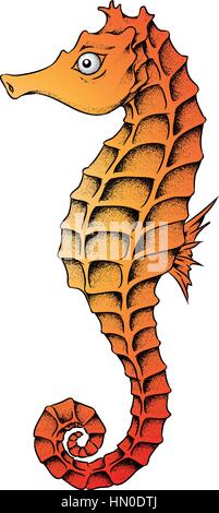 Vector Illustration of a Seahorse isolated on a white background Stock Vector