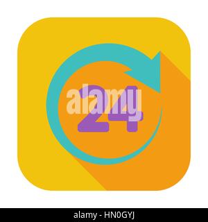 24 hours. Single flat color icon. Vector illustration. Stock Vector